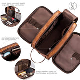 Large Leather Dopp Kit Cafe | Large 4 Zipper Travel Organizer