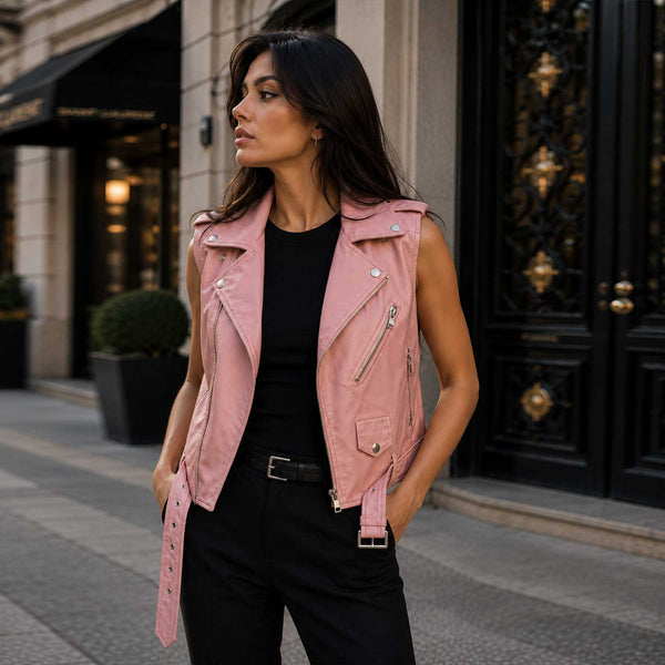 Pink Vest
Moto Vest
Biker Vest
Lambskin
Full Grain
Leather Vest
Cropped Vest
Sleeveless
Pink Leather
Womens Vest
Moto Style
Handmade
YKK Zipper
Streetwear
Casual Wear
Luxury Vest
Fashion Vest
Gift Women
SaltCo
Leather