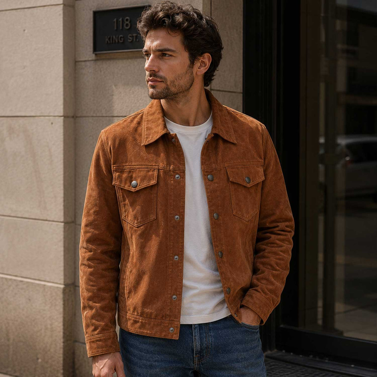 Crafted For Everyday Style
Modern Luxury Trucker Jacket
Premium Goat Suede Leather
Timeless Heritage Design
Classic Front View
Signature Back Profile
Precision Chest Pocket Craftsmanship
Premium Suede Texture
Tailored Shoulder Construction
Refined Snap Button Details
Luxury Collar Finish
Everyday Comfort Fit
Built To Last
Soft Matte Suede Finish
Handcrafted Premium Quality