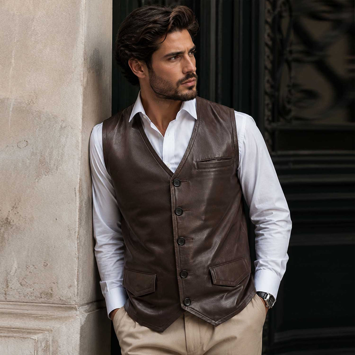 Premium 100% Sheepskin Leather Waistcoat
Vintage Rubbed Sheepskin Leather Waistcoat
Brown Sheepskin Leather Waistcoat with Satin Lining
Classic Leather Waistcoat with Button Closure
Leather Waistcoat with Chest Trim Pocket
Leather Waistcoat with Front Flap Pockets
Premium Sheepskin Leather Waistcoat with Inner Pockets
V-Neck Vintage Leather Waistcoat for Men
Leather Waistcoat with Adjustable Back Buckle
Vintage Brown Sheepskin Leather Waistcoat
Soft Sheepskin Leather Waistcoat with Satin Interior
Classic Br
