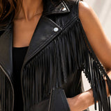 Genuine Leather Fringe Vest