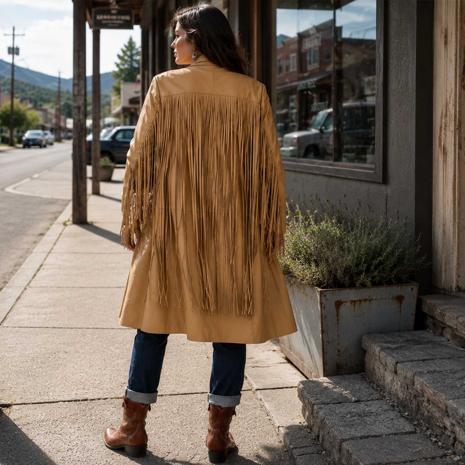 fringe leather coat
leather duster
western jacket
cowgirl coat
sheep leather
fringe jacket
western fashion
boho leather
ranch style
country outfit
gift for her
long leather coat
luxury jacket
