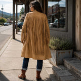 fringe leather coat
leather duster
western jacket
cowgirl coat
sheep leather
fringe jacket
western fashion
boho leather
ranch style
country outfit
gift for her
long leather coat
luxury jacket