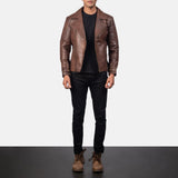 Ryder Brown Leather Biker Jacket