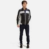 Rogue Silver Black Leather Biker Jacket