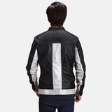 Rogue Silver Black Leather Biker Jacket