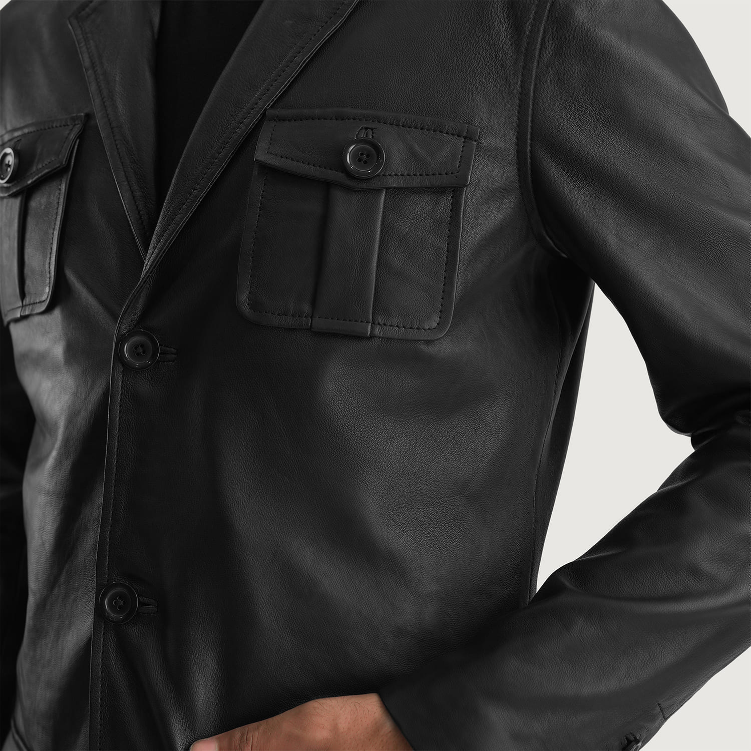 Royce Black Leather Blazer