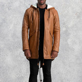 Ronan Tan Leather Parka for Men