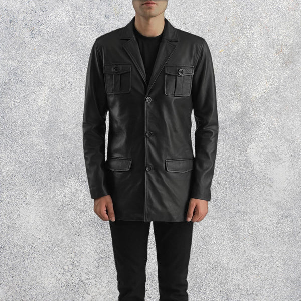 Royce Black Leather Blazer