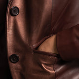 Astrid Metallic Maroon Leather Blazer for Women
