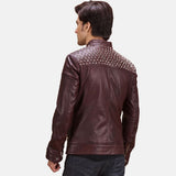 Ryder Maroon Leather Biker Jacket