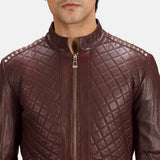 Ryder Maroon Leather Biker Jacket