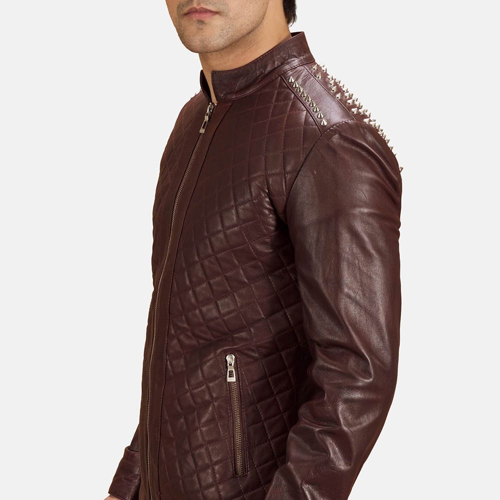 Ryder Maroon Leather Biker Jacket