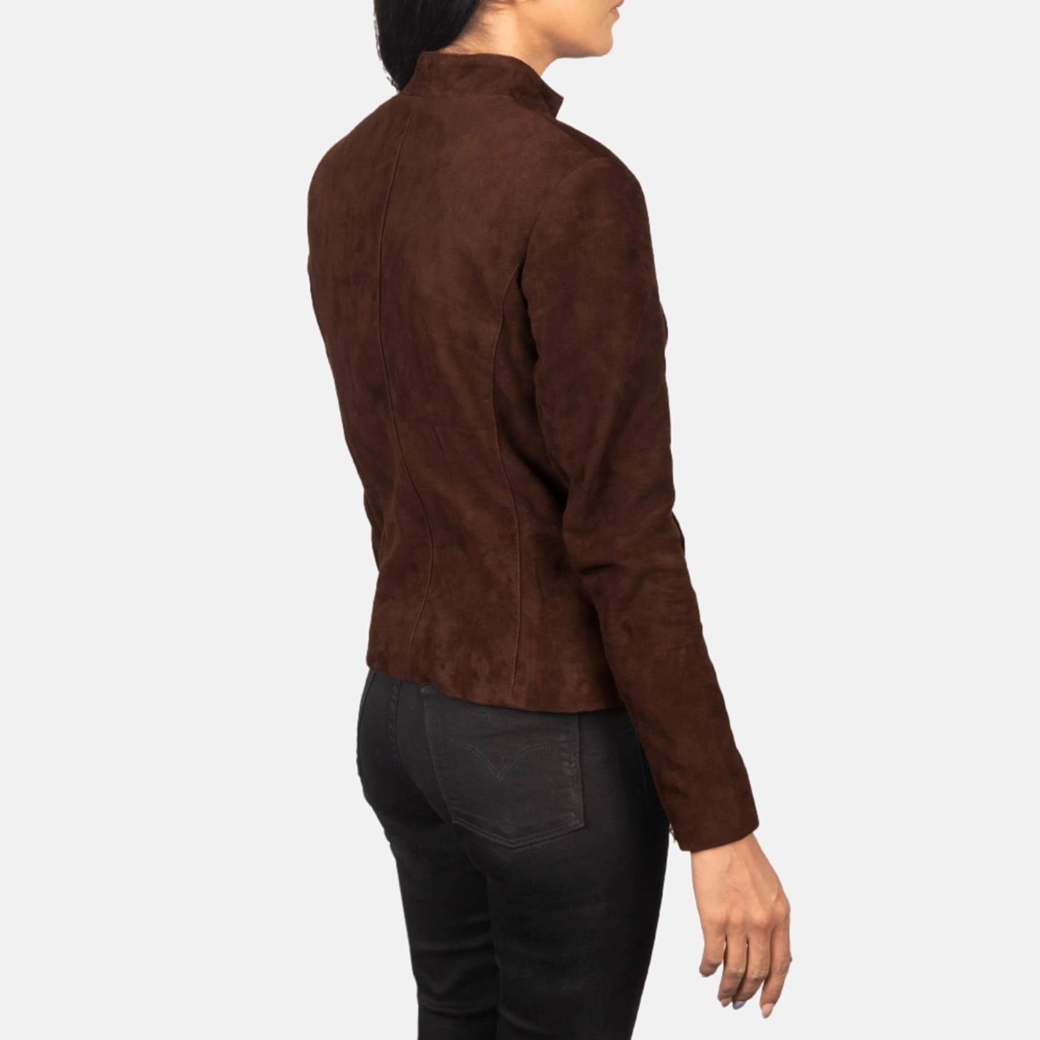 Azura Mocha Suede Biker Jacket for Women