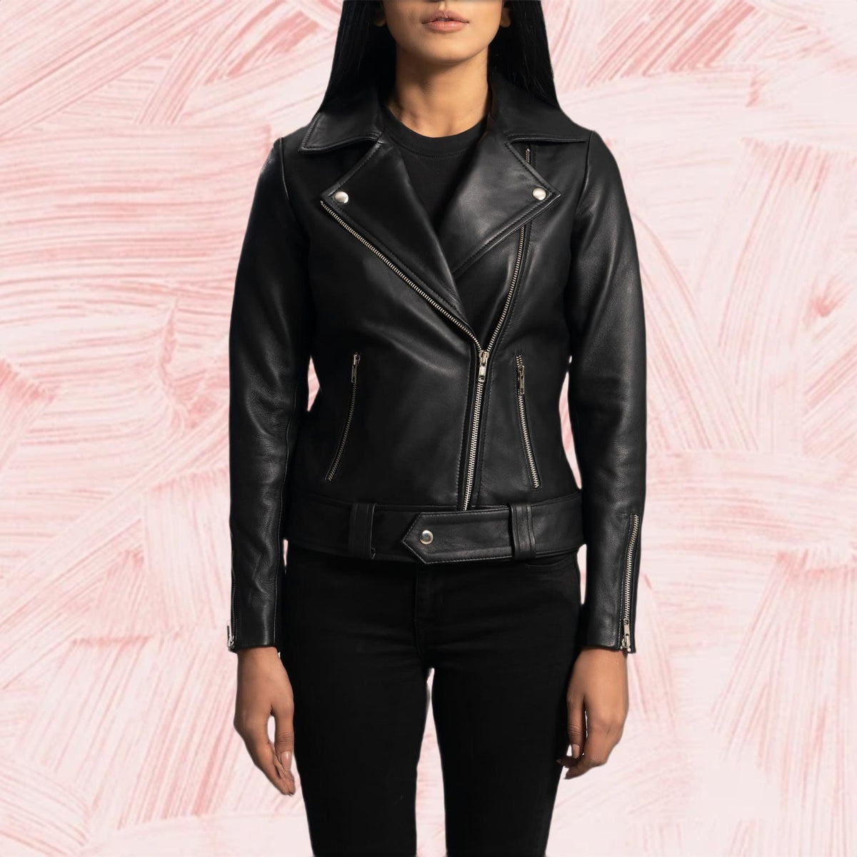 Rumy Black Leather Biker Jacket