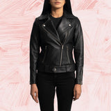 Rumy Black Leather Biker Jacket
