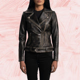Rumy Distressed Brown Leather Biker Jacket