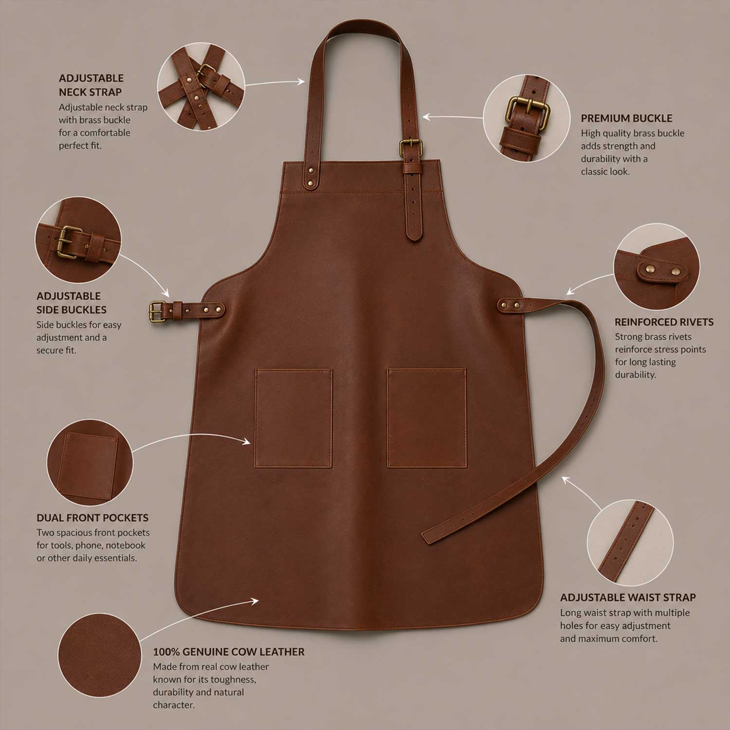 Professional Leather Workshop Apron for Blacksmith and Carpenter