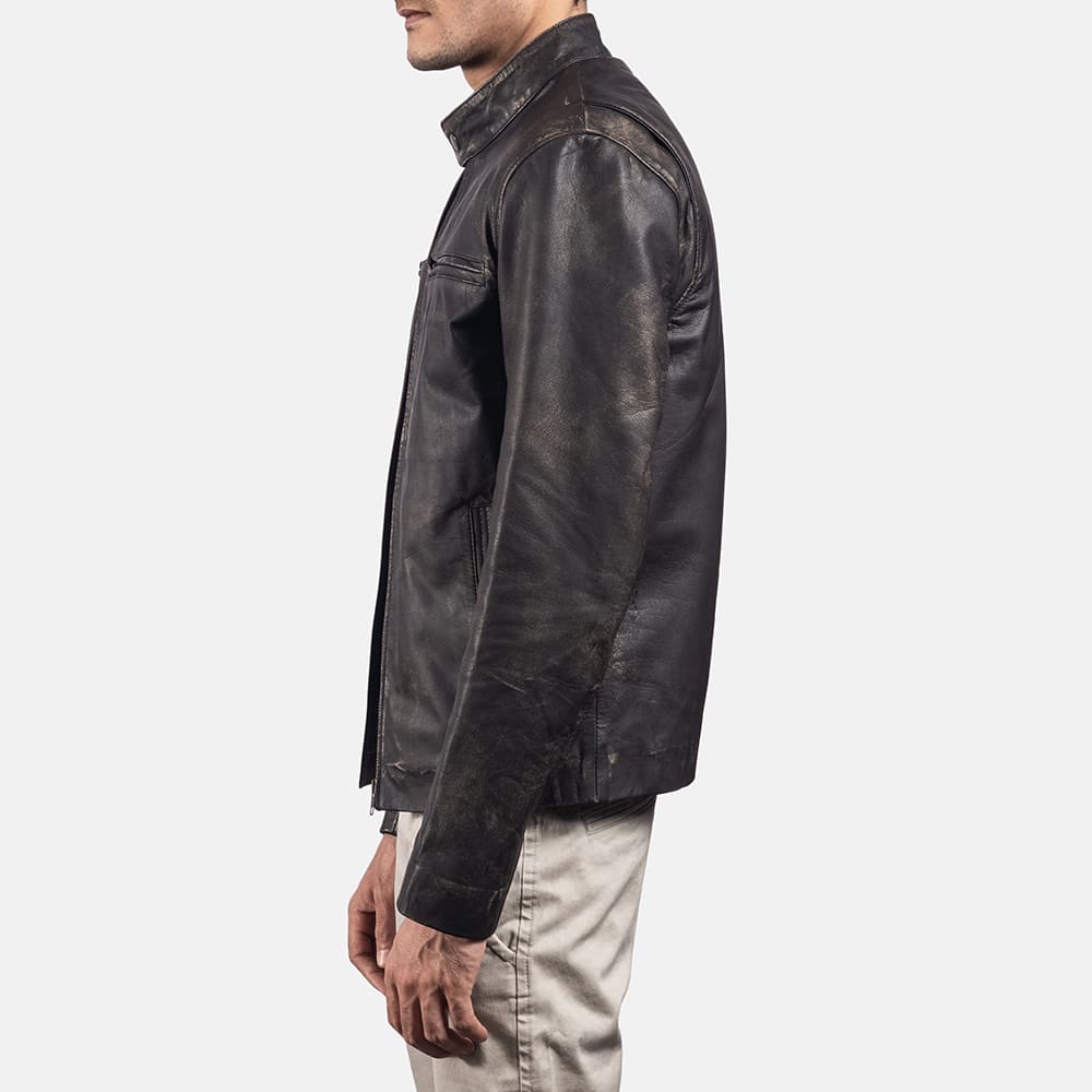 Trailblazer Rustic Brown Men's Leather Biker Jacket