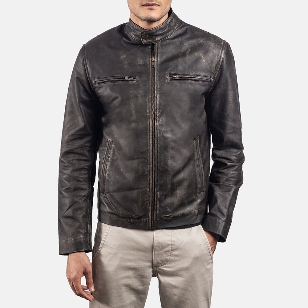 Trailblazer Rustic Brown Men's Leather Biker Jacket