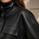 SaltCo Briarstone Nappa Sheepskin Leather Bomber Jacket Shoulder Detail