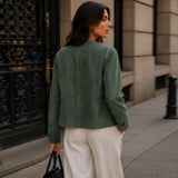 SaltCo Women's Green Suede Leather Jacket Back View