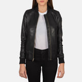 SaltCo Leather Womens Bliss Black Leather Bomber Jacket 2
