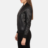 SaltCo Leather Womens Bliss Black Leather Bomber Jacket 4