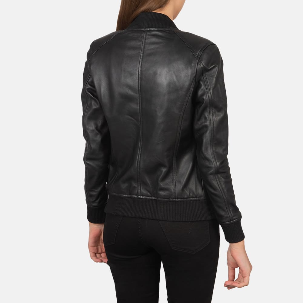 SaltCo Leather Womens Bliss Black Leather Bomber Jacket 5
