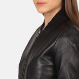 SaltCo Leather Womens Bliss Black Leather Bomber Jacket 6