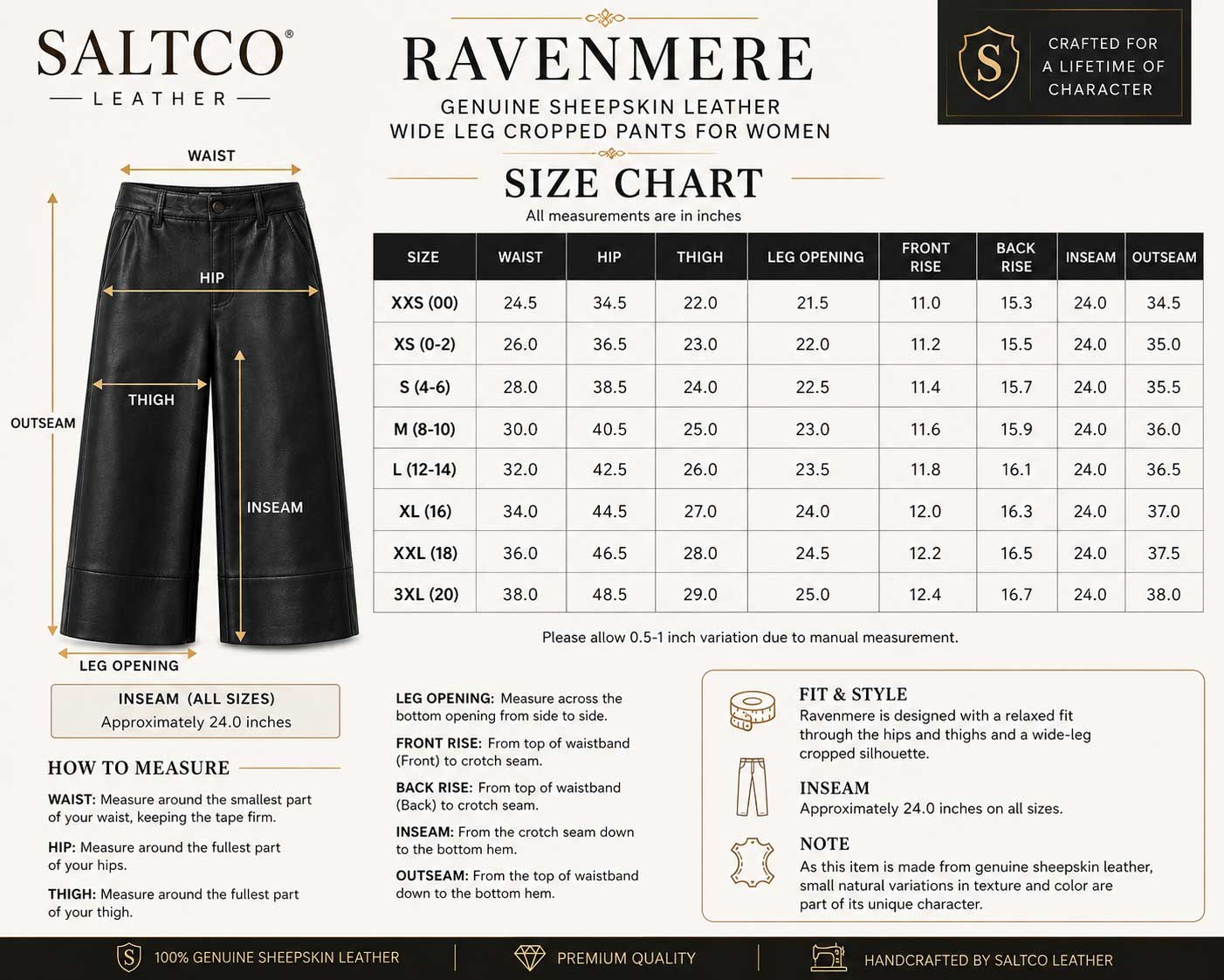 Ravenmere Genuine Sheepskin Leather Wide Leg Pants
Women’s Black Genuine Leather Wide Leg Pants
Ravenmere Luxury Sheepskin Leather Trousers
Genuine Leather Cropped Wide Leg Pants for Women
Black Sheepskin Leather Pants Front View
Black Leather Wide Leg Pants Back View
Ravenmere Leather Pants Side View
Genuine Sheepskin Leather Pants Waist Detail
Ravenmere Leather Pants Pocket and Stitching Detail
Premium Genuine Leather Pants Texture Close Up
Women’s Luxury Leather Pants Fashion Styling
Ravenmere Wide Leg L