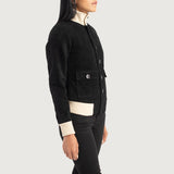 Sasha A1 Ebony Suede Bomber Jacket for Women