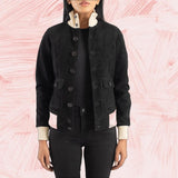 Sasha A1 Ebony Suede Bomber Jacket for Women