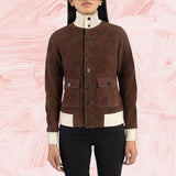 Sasha A1 Mocha Suede Bomber Jacket