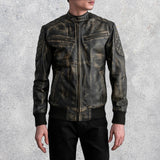 Sebastian Distressed Brown Leather Bomber Jacket