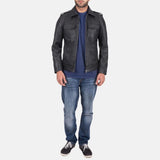 Steele Black Leather Jacket