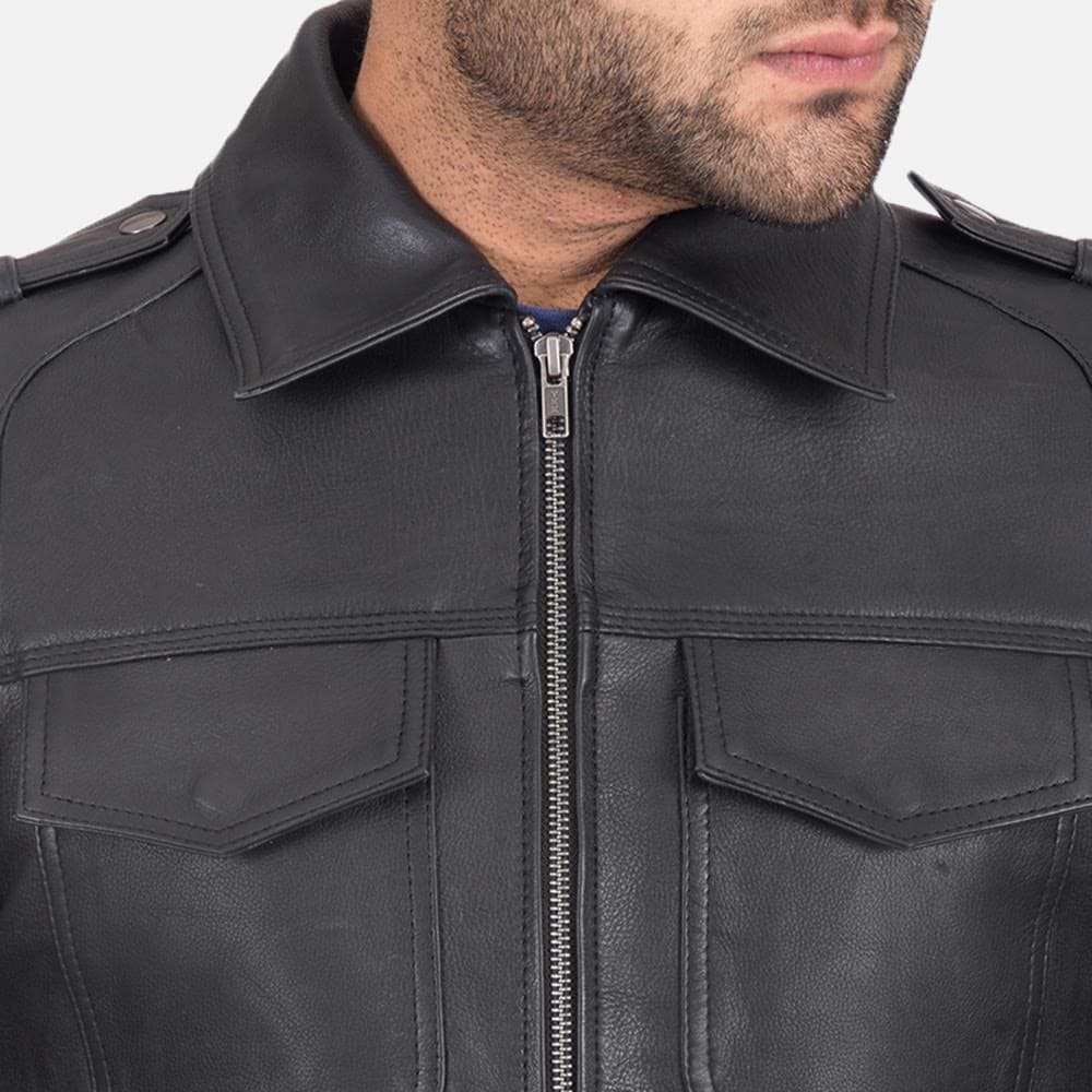 Steele Black Leather Jacket
