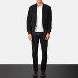 Shane Black Suede Bomber Jacket for Men
