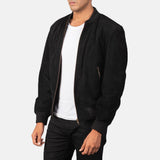 Shane Black Suede Bomber Jacket for Men