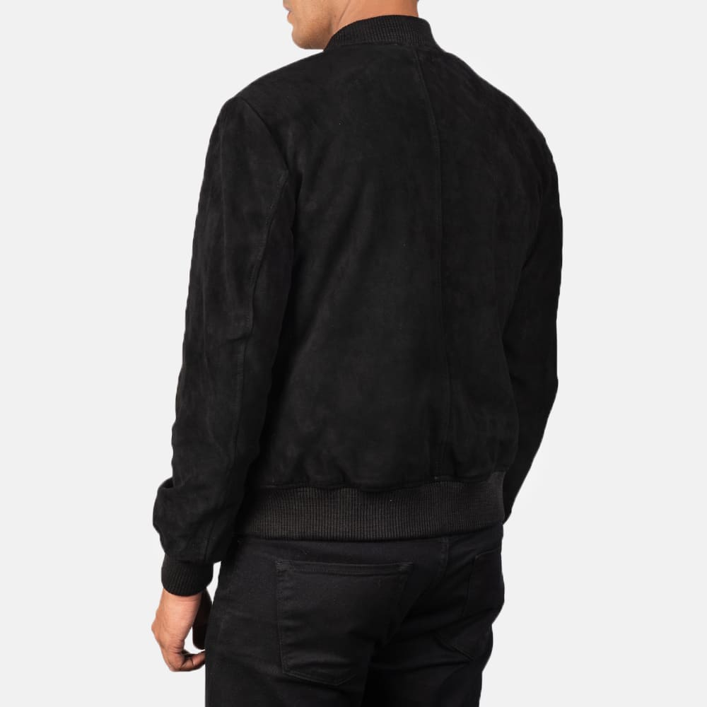 Shane Black Suede Bomber Jacket for Men
