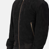 Shane Black Suede Bomber Jacket for Men