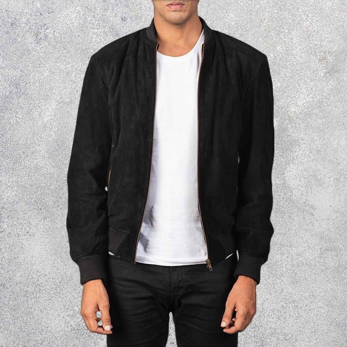 Shane Black Suede Bomber Jacket for Men