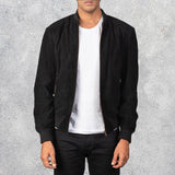 Shane Black Suede Bomber Jacket for Men