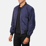 Shane Blue Suede Bomber Jacket for Men