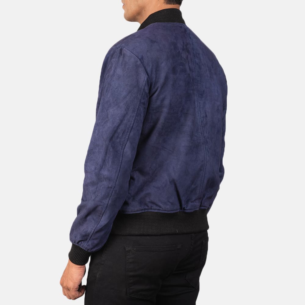 Shane Blue Suede Bomber Jacket for Men