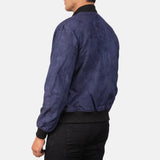 Shane Blue Suede Bomber Jacket for Men
