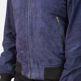 Shane Blue Suede Bomber Jacket for Men