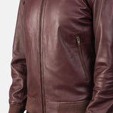 Shane Maroon Leather Bomber Jacket for Men