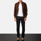 Shane Mocha Suede Bomber Jacket for Men