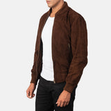 Shane Mocha Suede Bomber Jacket for Men